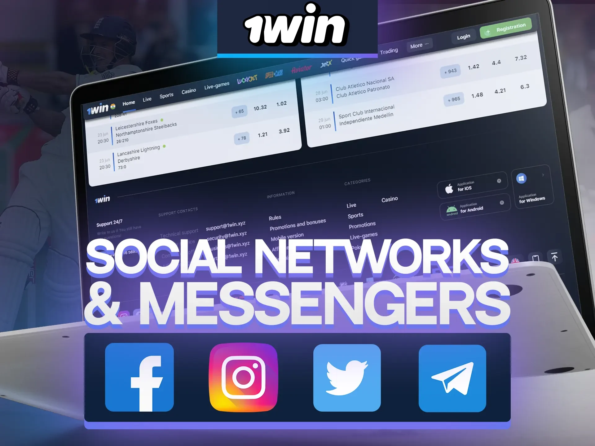 Contact 1Win support via social networks and messengers.