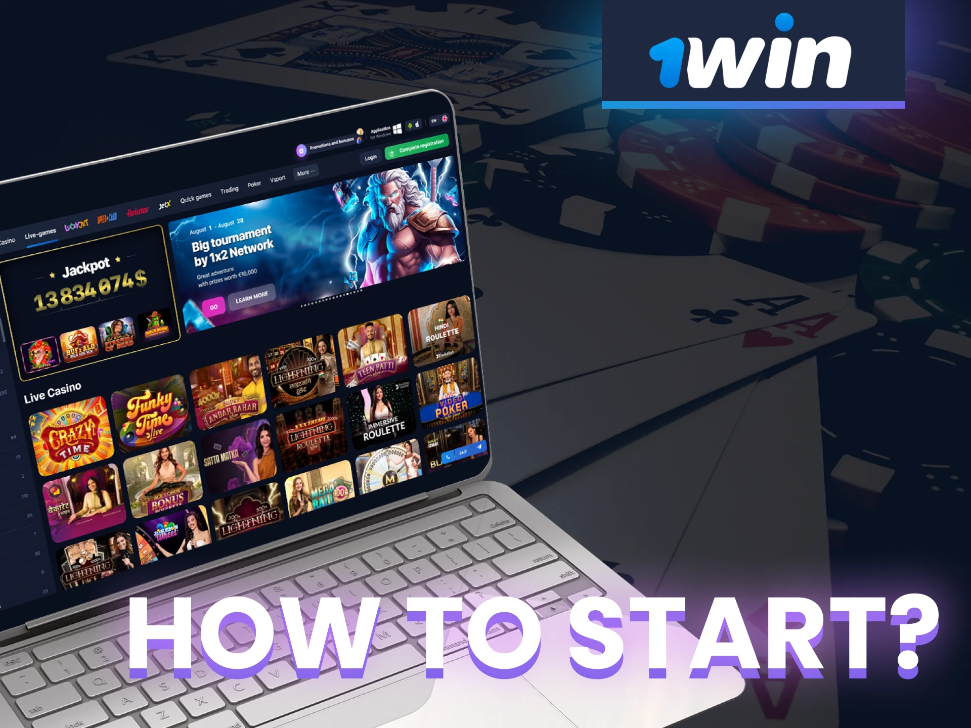 Select the desired section on the 1win website to play live casino.