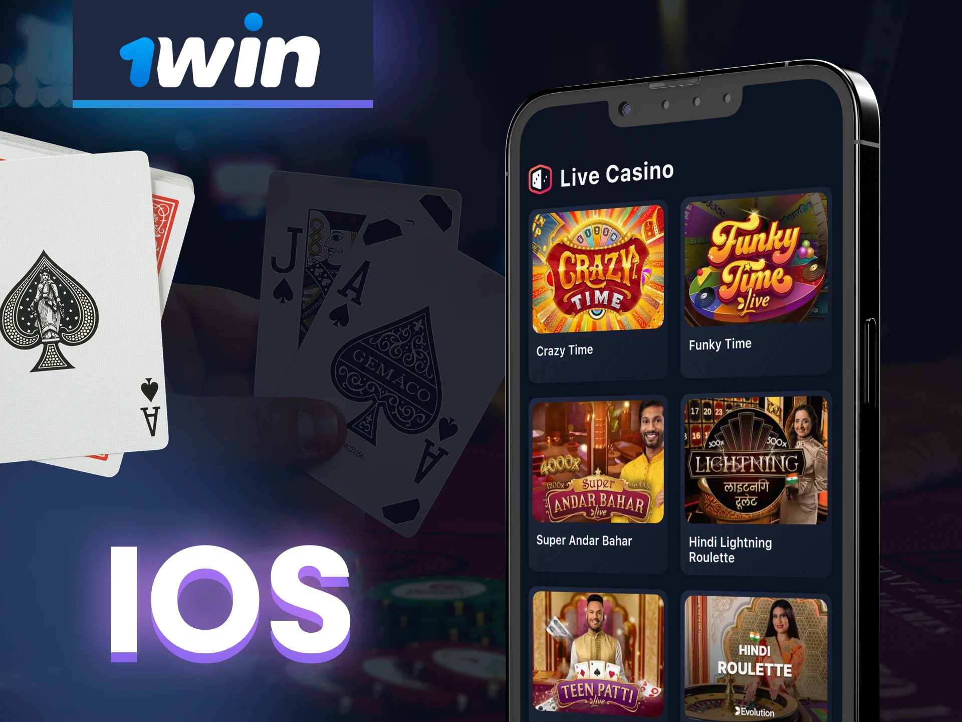 Download the 1win live casino app for iOS.