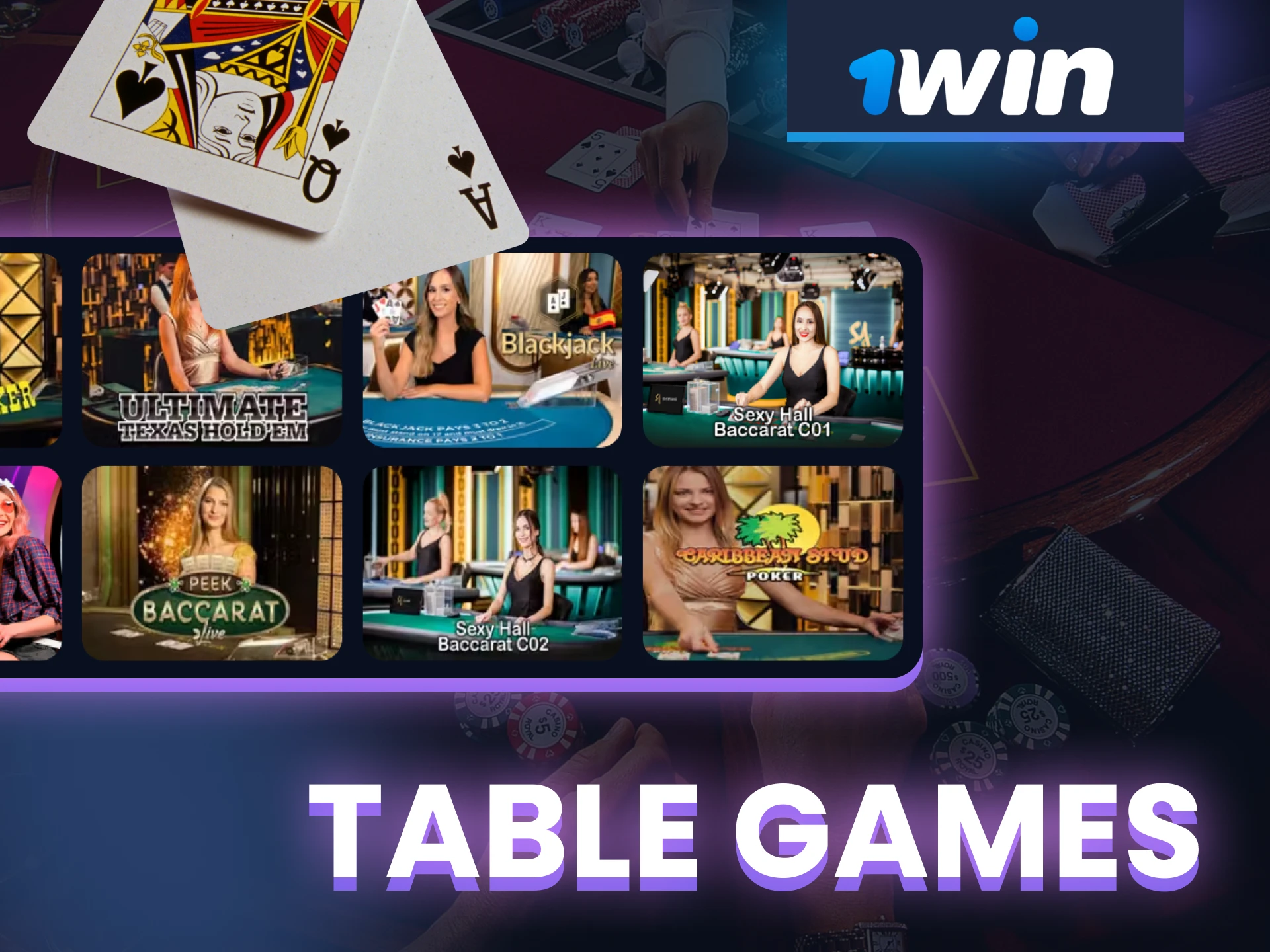 For live casino games at 1win, go to the Table Games section.