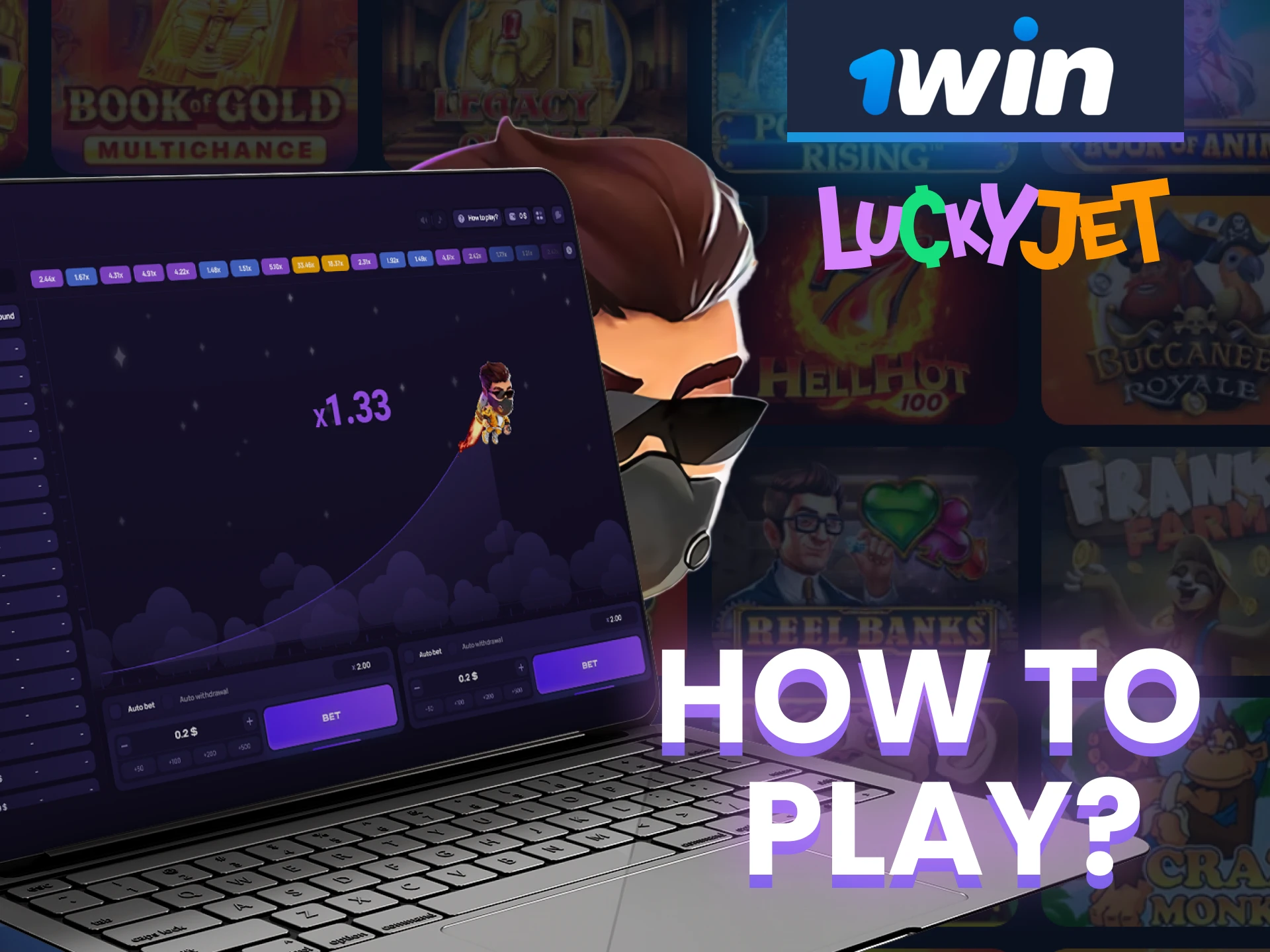 Login to the 1win website and go to the casino section to play Lucky Jet.