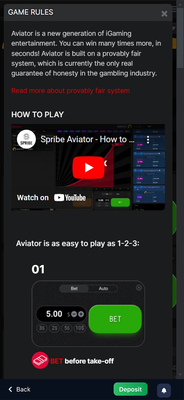 Read the Aviator game rules at 1win.