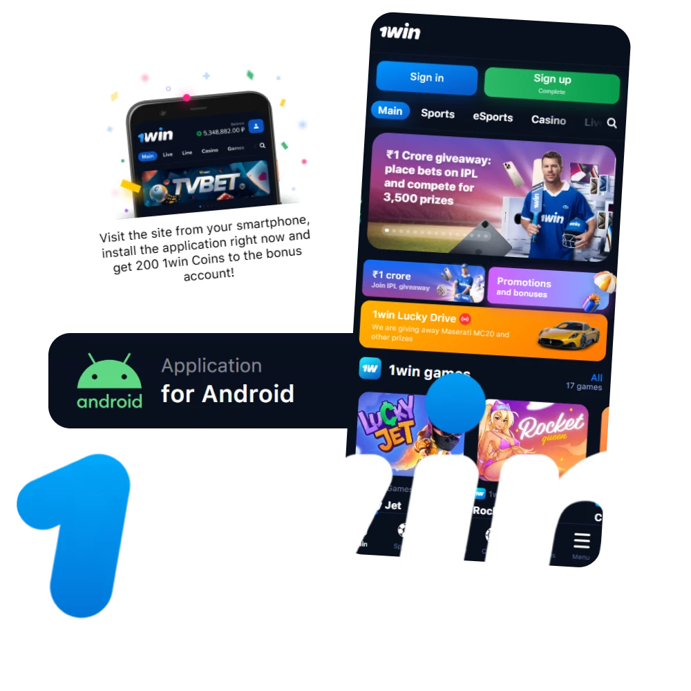 Open the official 1win website and download the app for Android devices.