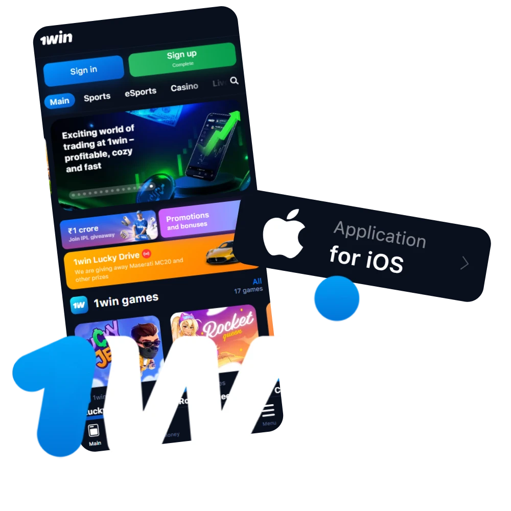 Install the 1win app on your iOS device and enjoy the gaming experience.