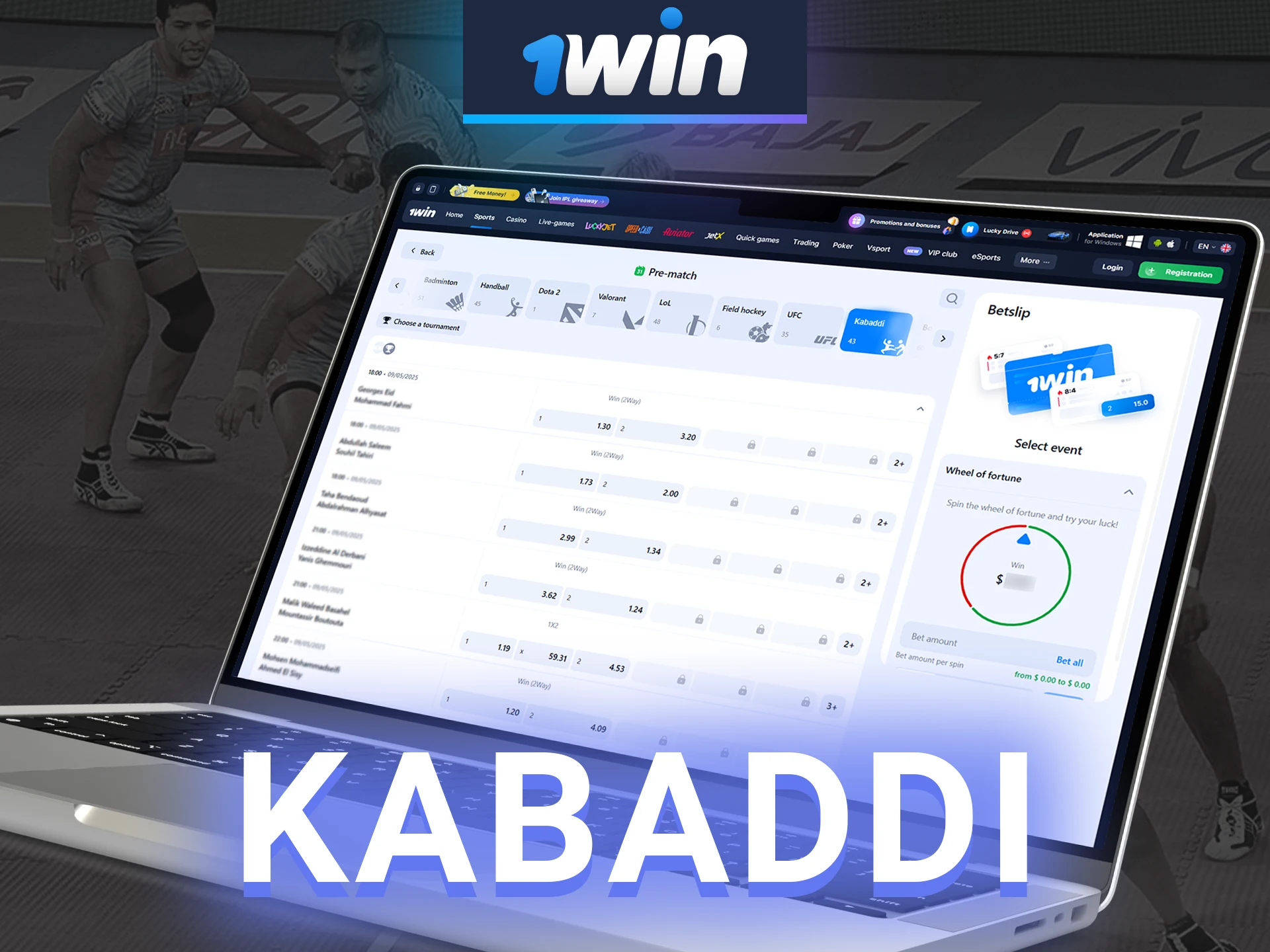 Place your kabaddi bets on the 1win website.
