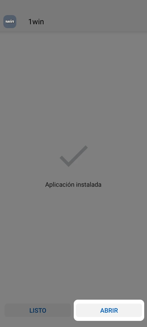 Abra la aplicación 1Win instalada.