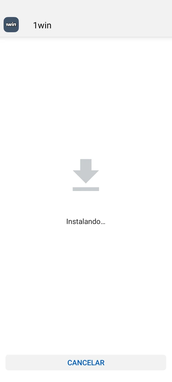 Espere a que se complete la instalación de 1Win.