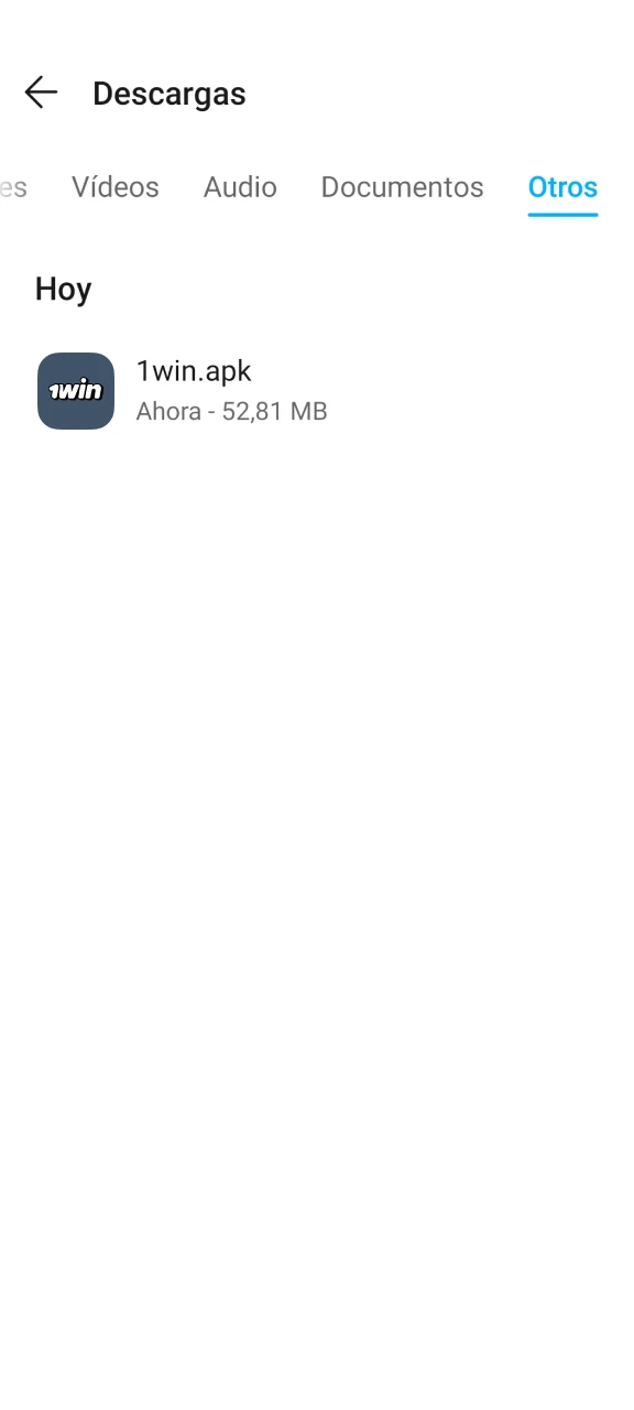 Encuentra el archivo apk de 1Win descargado.