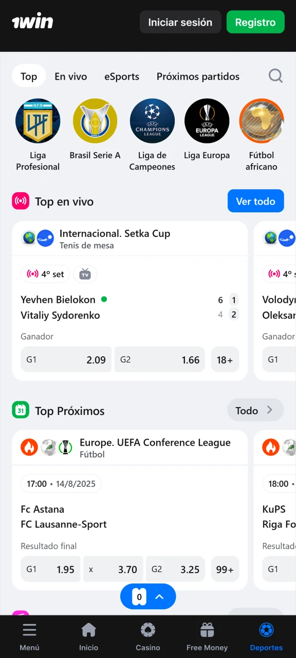 Elige un deporte y comienza a apostar en la casa de apuestas 1Win.