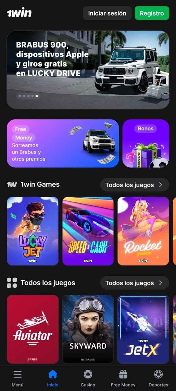 La versión móvil de 1Win tiene una navegación sencilla.
