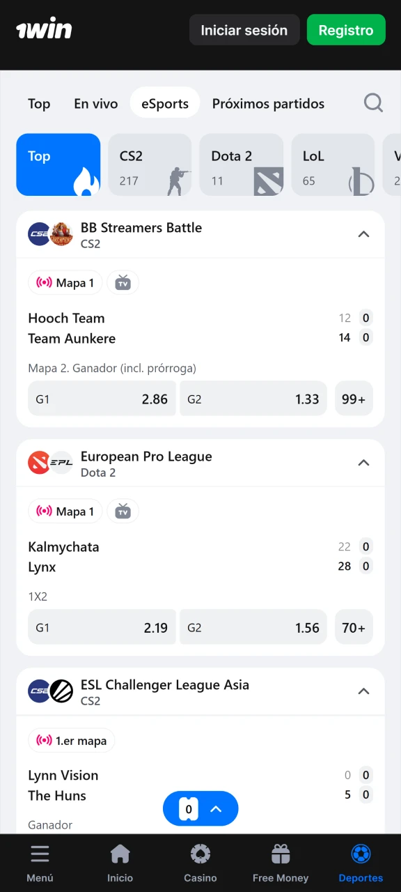 Comience a apostar en eSports en la plataforma 1Win.
