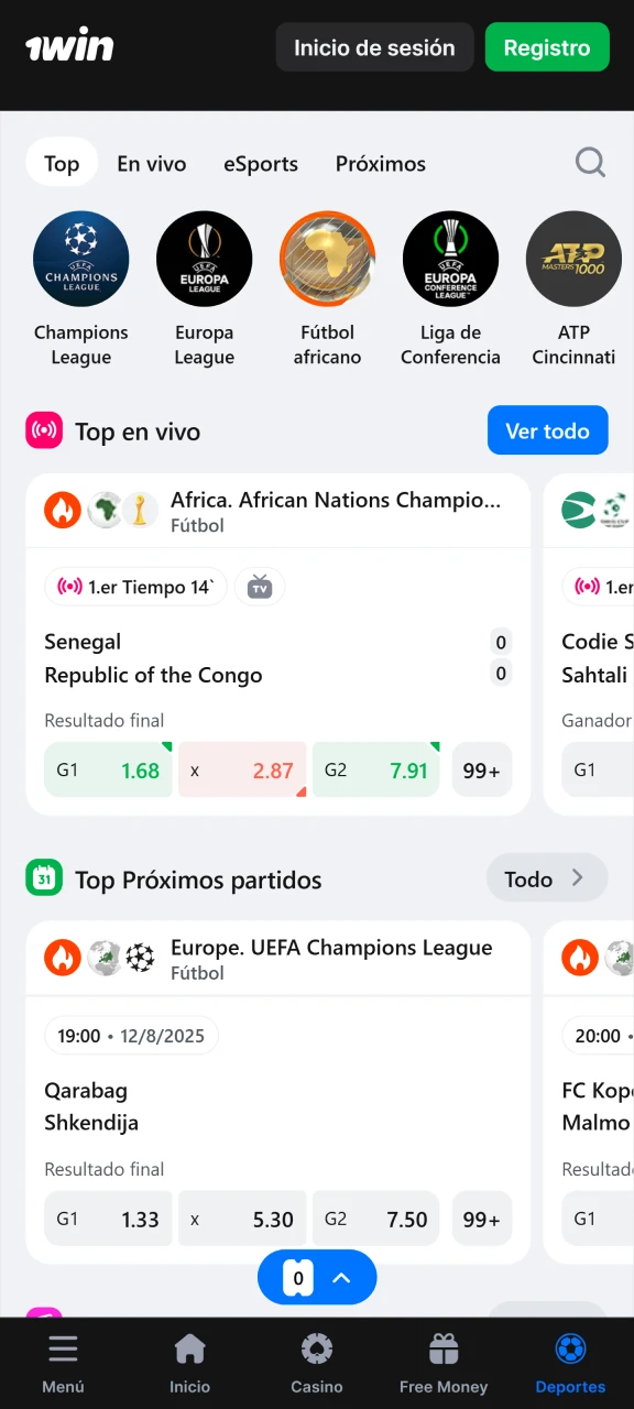 Apuesta en deportes con la aplicación 1Win.