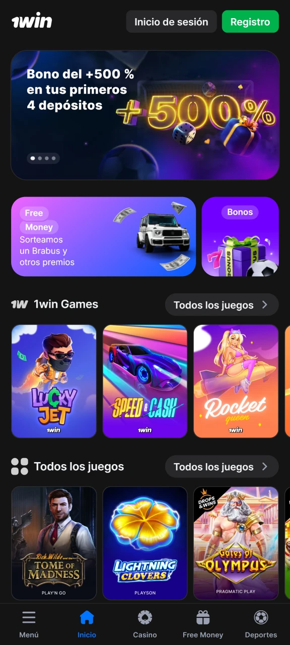 Disfrute de una interfaz fácil de usar de la aplicación oficial 1Win.