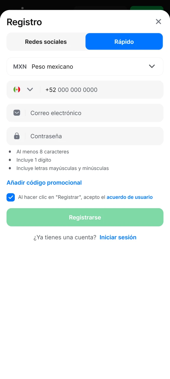 Regístrate en 1Win para comenzar a jugar.