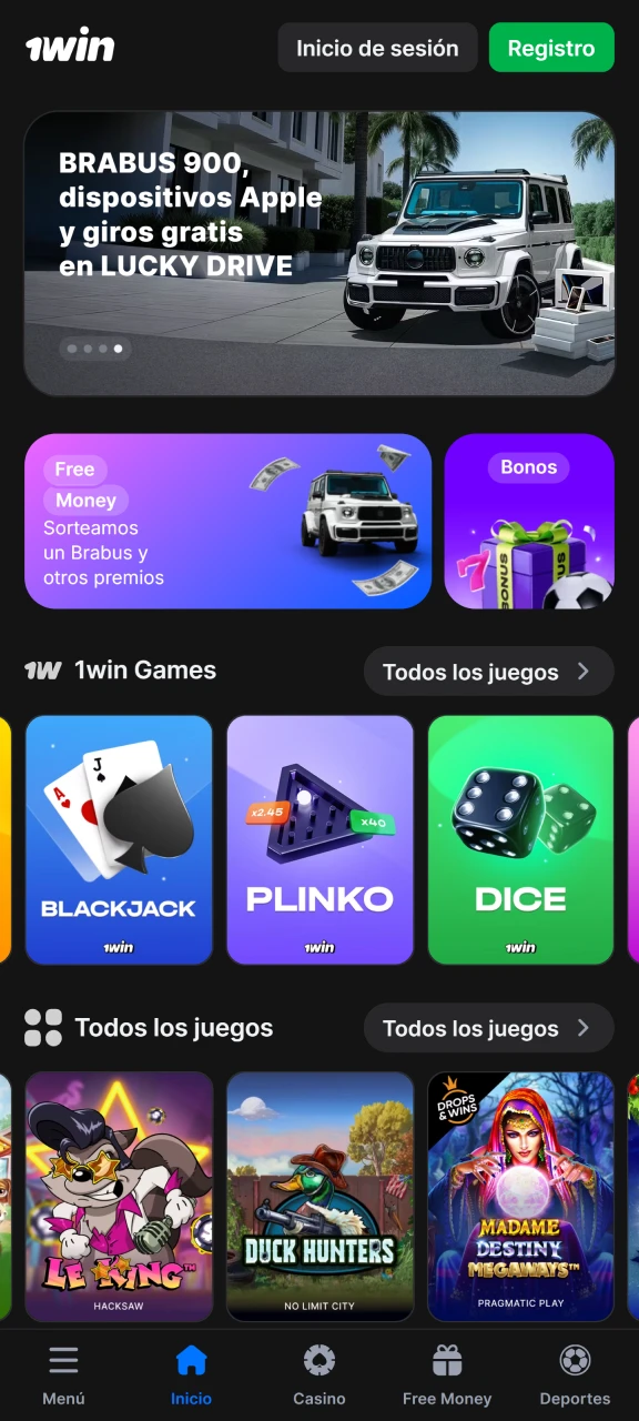 Consulta la página principal de 1Win para iOS.