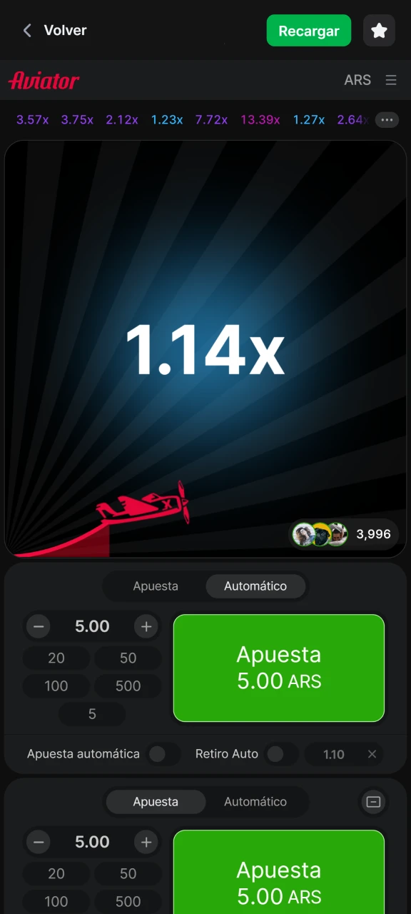 Realice apuestas automáticas en Aviator en 1Win.
