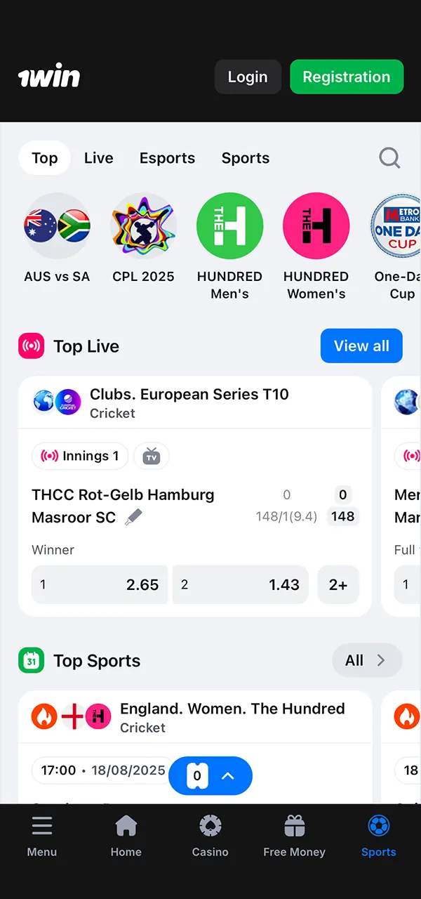Find out about sports betting opportunities in the 1Win iOS app.